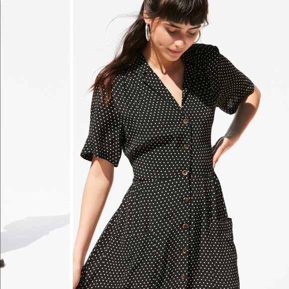 urban outfitters polka dot midi dress